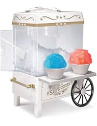 Nostalgia SCM525WH Vintage Countertop Snow Cone Maker Makes 20 Icy Treats, Includes 2 Reusable Plastic Cups & Ice Scoop â€“ Ice White, 8 oz