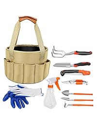 Zeceouar Juego de 10 herramientas de jardinería, herramientas de jardín con guantes de jardín, palas de jardín y más Herramientas de mano de jardín con bolsa de almacenamiento