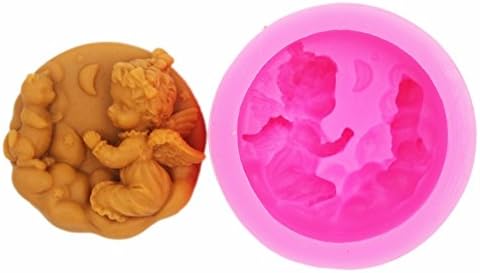 Duoyo Angel under the Moon with Bear Sleep 3D Silicone Soap Moulds Candle Mold