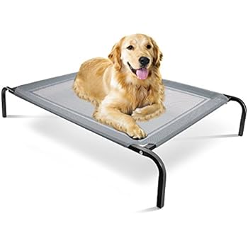 Paws & Pals Elevated Dog Bed - Steel Frame, Temp Control, Indestructible Chew-Proof Pet Cot w/Trampoline Suspended Raised Hammock Best for Portable in/Out Door Use Cooling Platform | Medium 32