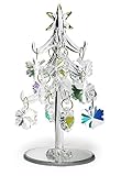 Glass Christmas Tree - Iridescent Glass Christmas Tree with Gold Trim - 12 Removable Snowflake Ornaments - 6