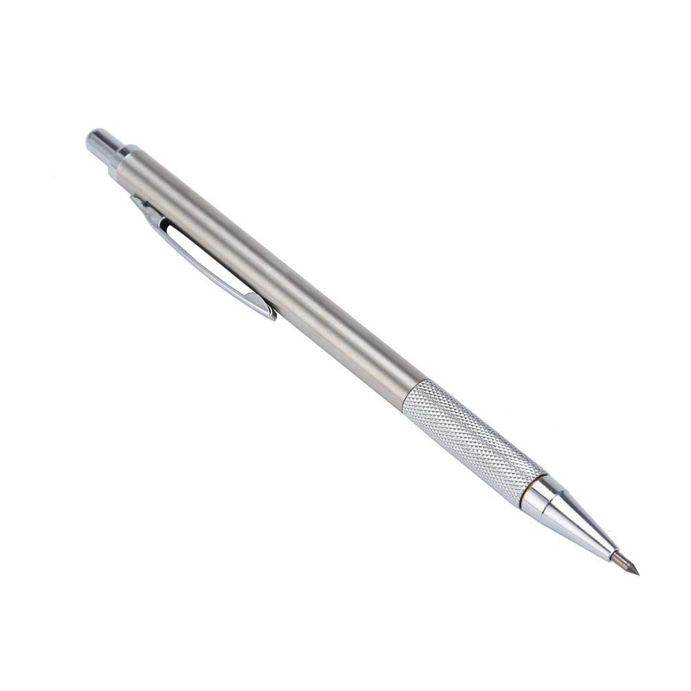 Alupre Diamond Glass Cutter Scriber Metal Cutting Lettering Pen Engraver Glass Cutting Tool with Clip for Glass Ceramic Plate (Silver)