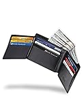 Kinzd® Mens Extra Capacity Genuine Leather RFID Blocking Wallet Bifold Trifold Hybrid