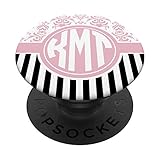 KMT Monogram Gift Pink Damask Initials KMT or KTM