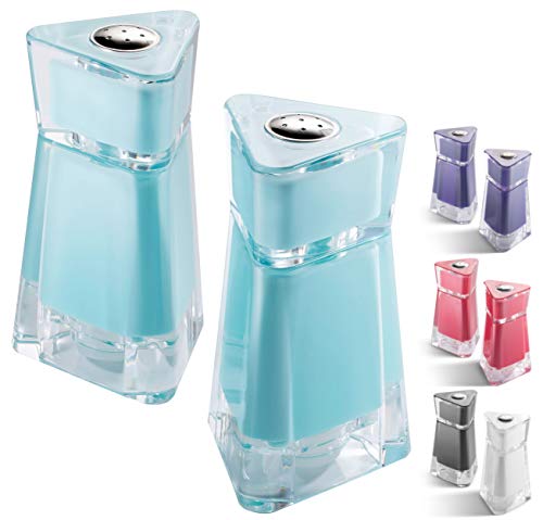 MITBAK Acrylic Turquoise Salt and Pepper Shakers (2 Piece Set) | Elegant Salt and Pepper Dispensers with Perfectly Sized Holes for Evening Seasoning | Stylish Kitchen Accessories Utensils
