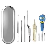 Felicey 6 Pcs Ear Pick Ear Curette LED Light Earwax Removal Cleaner with Stainless Steel Storage Box