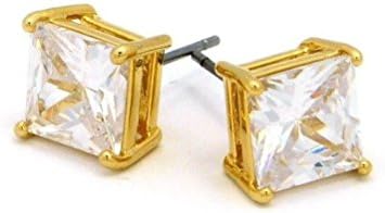 Letter Love Fashion 4Mm To 12Mm Square Golden Plated Round Cubic Zirconia Pierced Stud Earring Fczq-G