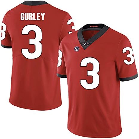 JFGGN 2017/18 Gurley #3 College Football Game Jersey (Red, L)