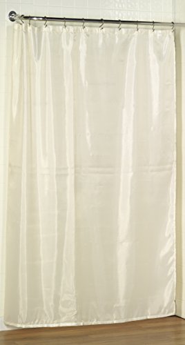 Carnation Home Fashions Extra Long Polyester Fabric Shower Curtain Liner, Ivory, 96