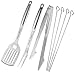 Extreme Salmon BBQ Grill Tools Set Grilling Utensil Set 7-Piece Heavy Duty Stainless Steel Accessories Kit for Barbecue Includes Spatula, Tongs, Fork, and Skewers Ideal Barbecue Gift for Grill Lovers