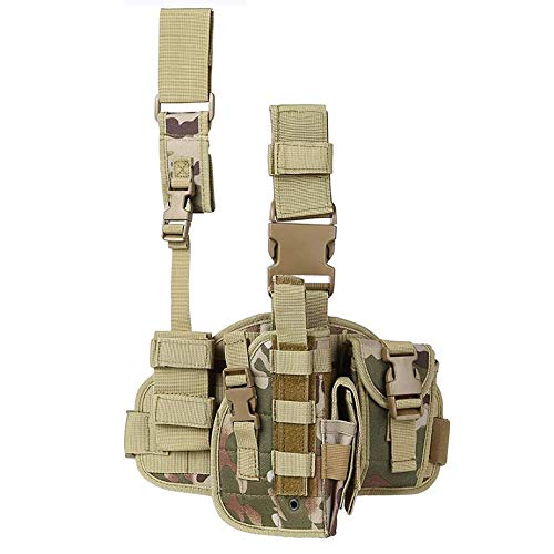 ACEXIER Tactical Drop Leg Holster with Magazine Pouch Military Tactical MOLLE Pistol Handgun Thigh Pistol Gun Holster Adjustable Right Handed Platform Panel