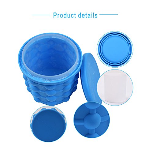 Ice Cube Maker Genie Silicone Ice Bucket The Revolutionary Space Saving Ice Cube Trays Molds with Lid Ice Ball Maker For Chilling Burbon Whiskey,Cocktail,Beverages and More
