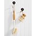 mDesign Bamboo Scrubbing Brushes, Stiff Bristles - Wash Dishes, Pots, Pans - For Kitchen Sink, Household Cleaning - Combo Includes Mini Palm, Long Handled Bottle Brush - Set of 2 - White/Natural Wood