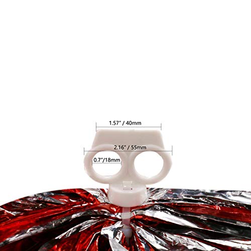 4 Pack Cheerleading Pom Poms Sports Dance Cheer Plastic Pom Pom for Sports Team Spirit Cheering (Rose Red-Silver)