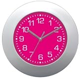 Advance Time Technology 8.75-Inch Silver Wall Clock with Pink Dial