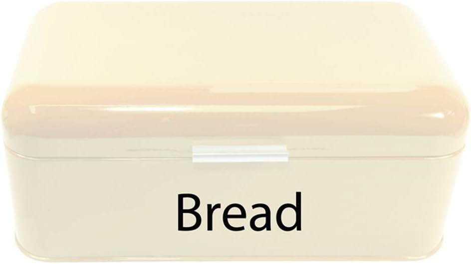 Chef Vida Steel Curved Bread Bin Kitchen Food Storage Box, Cream Free DELIVERY