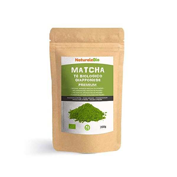 NaturaleBio Matcha Tee Pulver Bio - Premium-QualitÃ¤t - 200g. Original Green Tea aus Japan. ideal zum Trinken. GrÃ¼ntee-Pulver fÃ¼r Latte, Smoothies, Matcha-GetrÃ¤nk. Hergestellt in Uji, Kyoto.