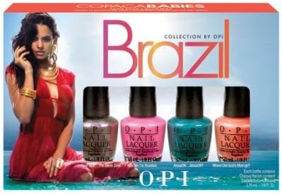 Brazili Copacababies Mini Nail Lacquer Set of 4pc x 1/8oz each + Free Cuccio Tuscan Citrus Herb .33oz each.