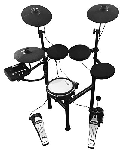 HXW Drums Electronic Drum Kit SD61-2 Electric Drum Set, Dual-zone Mesh Snare and Cymbal Pad with Choke, Support USB-MIDI, Super-solid Metal Rack, With Drum Sticks