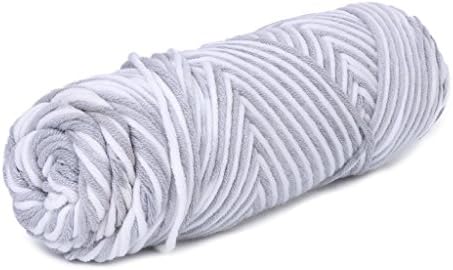 Timberlark Hand Knitting Yarn,Chunky Warm Cashmere Worsted Coarse Wool Silk Yarn,Solid Color (14# light gray+flower)