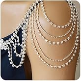 YERTTER Sparkly Silver Body Chain Tassel Rhinestone Shoulder Chain Layered Tennis Chain Body Chain Accessories Jewelry Crystal Bikini Chain for Women Brides Prom Costume(Silver 4)