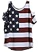 OMONSIM Women's Vogue Shoulder Off Wide Hem Design Top Shirt American Flag T Shirt
