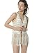 Acemi Women Sleeveless Crochet Hippie Long Tassels Vest With Fringe 70s Cover up Cardigans For Female One Size Apricot