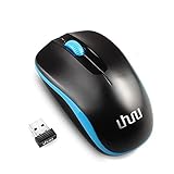 UHURU WM-03 Wireless Mouse 2.4GHz Optical Portable Mouse for Laptop, Notebook, PC, Computer(Blue Wheel)