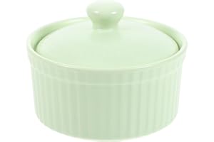 GLEAVI Ceramic Baking Bowl with Lid 3.34 Inch Heat Resistant Dessert Bowl for Pudding Jelly Souffl Small Serving Dish for Hom