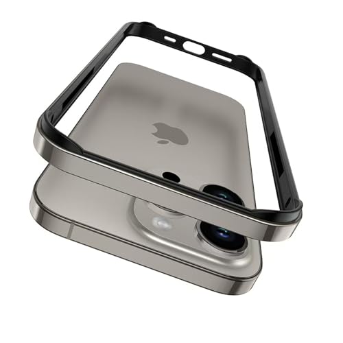 AOPNN Schlanke Hartschalen-Schutzhülle für iPhone 16 Pro, Aluminium-Metall, Rahmenschutz mit weicher Innenstoßstange, erhöhter Kantenschutz (graues Titan)