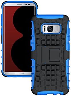 Galaxy S8 Case, DLF Case [ Shockproof ] Samsung Galaxy S8 Case Heavy Duty Rugged Dual Layer TPU Textured Non Slip Reinforced Polycarbonate Hybrid Case for Samsung Galaxy S8 with Kickstand (Blue)