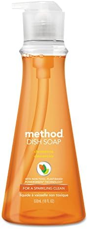 Method 00735 Dish Soap, Clementine, 18 oz Pump Bottle
