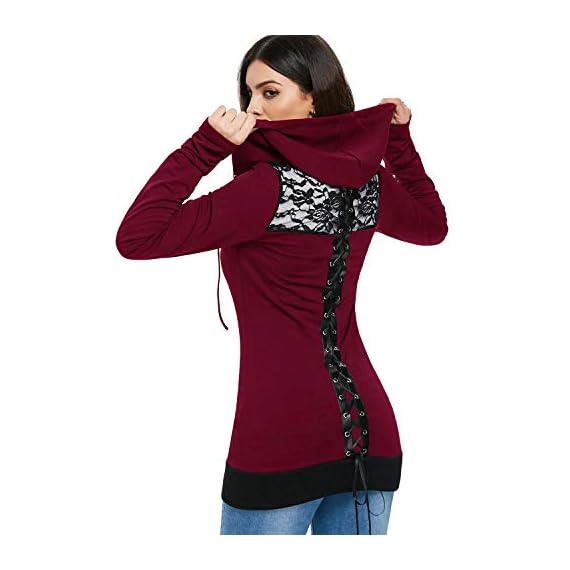 DEZZAL-Womens-Gothic-Lace-Up-Back-Long-Sleeve-Zip-Up-Long-Hoodie-Jacket-Wine-Red-XL