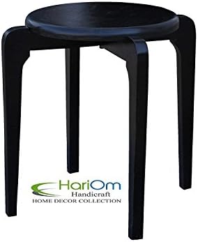 Hariom Handicraft Sheesham Wooden Stool for Kitchen, Wooden Small Stool for Home, Black