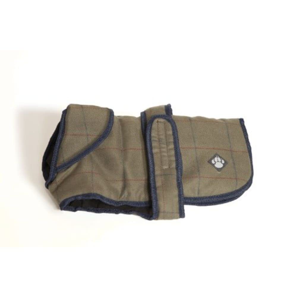 Danish Design Green Tweed Padded Lining Full Chest Protection Showerproof Dog/Puppy Coat 28 Inch 70 cm