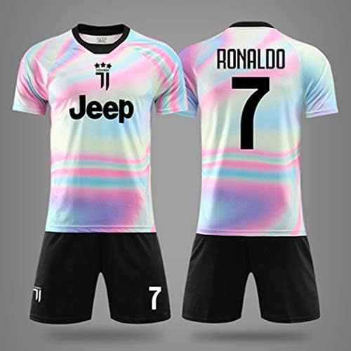 KLEDDP T-shirt Men's Soccer Uniform Juventus Rainbow Commemorative Jersey Suit C Luo 7 Male Adult Training Uniform Uniform Basketball t-shirt (color : C, Size : S)