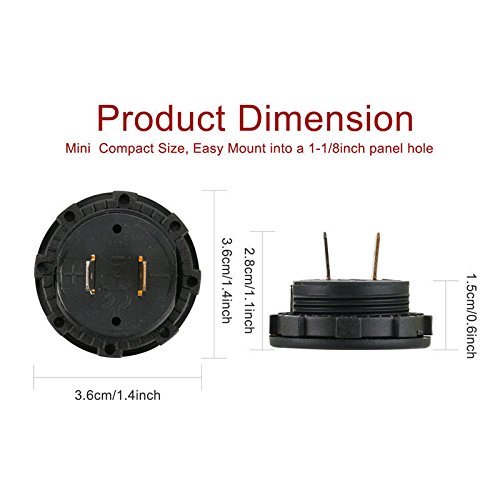 SQDeal 12V LED Digital Display DC Voltmeter Waterproof for Boat Marine Vehicle Motorcycle Truck ATV UTV Car Camper Caravan Digital Round Panel (Red) - Thumbnail 6