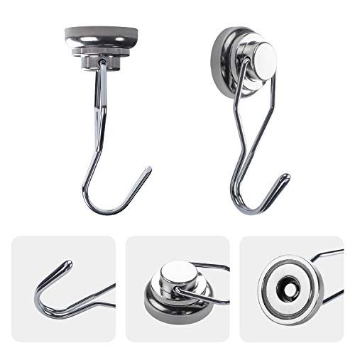 Wofirm Swivel Swing Powerful Magnetic Hooks 55LBS, Strong Neodymium Magnetic Hook, Suitable for Refrigerators and Other Magnetic Surfaces, Pack of 6