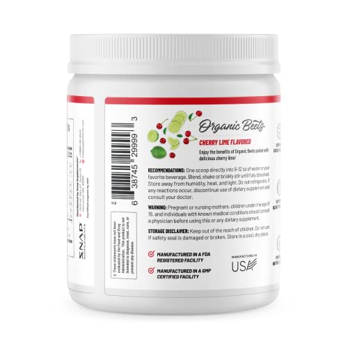 Snap Supplements Organic Beet Root Powder Nitric Oxide Supplement