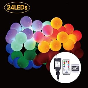 Image of YiiY Globe String Lights,UL Listed Plug in 24 LED 39ft Waterproof RGB Globe Christmas Lights,50 Lighting Modes,Party String Lights with Remote Control for Bedroom,Garden,Christmas Tree,Wedding