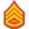 USMC Rank Staff Sergeant Stripes Chevron Shaped Sticker (Military ssgt Logo), Officially Licensed by The Marines