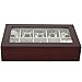 Tech Swiss Watch Box for 10 Watches Wood Finish XL Extra Large Compartments Fits 63mm Soft Cushions Glass Window