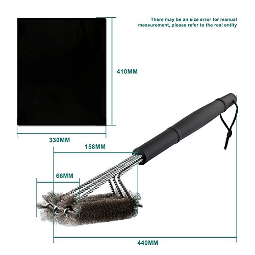 QcoQce BBQ Gloves Grill Brush Bristle Free Barbebue Grill Cleaning 18” Brush Stainless Steel Grilling Tool, Long Handle,Includes Pastry Basting Brush - Thumbnail 5