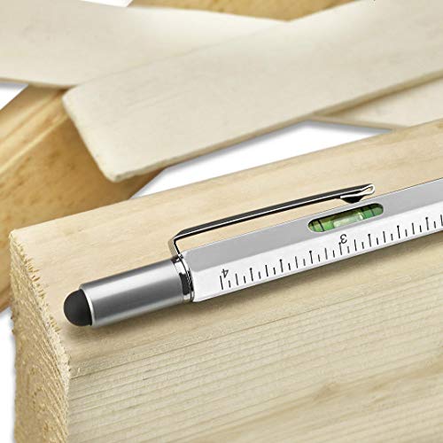 Screwdriver Pen Pocket Multi-Tool 6 in 1 - Multi-Functional & Sturdy Aluminum DIY Tool, With Screwdriver, Stylus, Bubble Level, Ruler & Phillips Flathead Bit, Unique Gift Idea - 2 Pack, Silver - Thumbnail 3