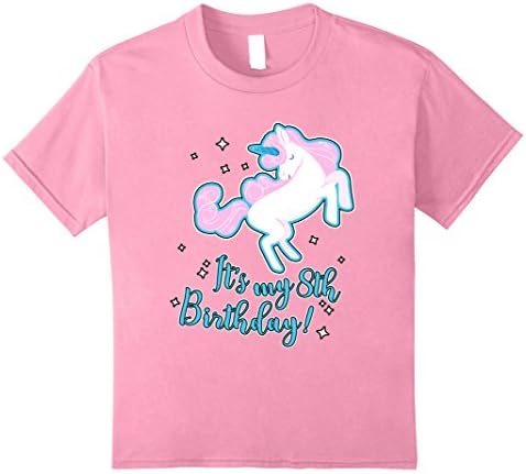 Kids Unicorn Birthday T-Shirt For Boys And Girls Turning 8 8 Pink