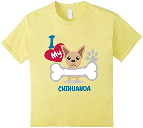 Kids I Love My Chihuahua Dog T-Shirt 10 Lemon