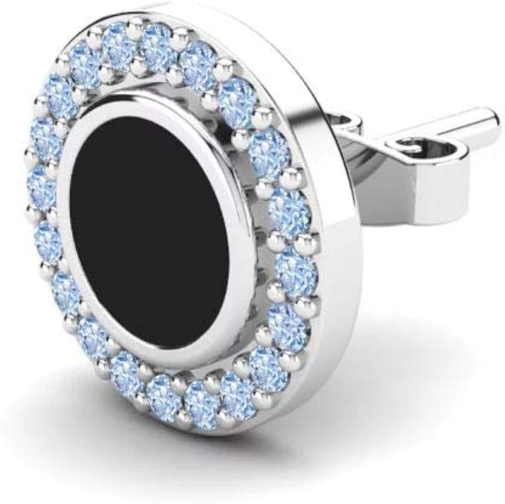 1.52 Ct Blue Aquamarine Circular Shape Cut Diamond Men's Stud Earring