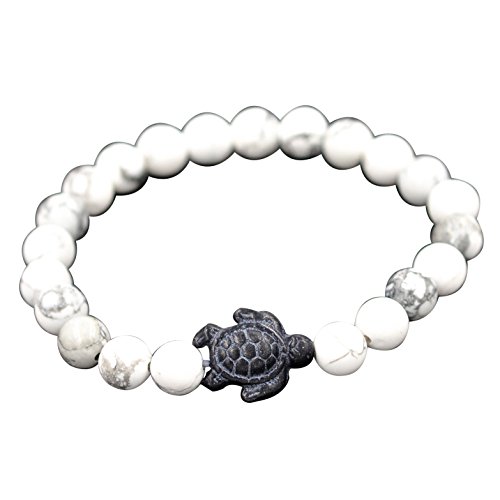 Turtle energy Bracelet Tiger-Eye Bracelet with Turtle in black Turquoise Turtle Bracelet-Healling Bracelet (White Turquoise)