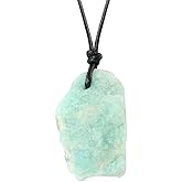 LERSUSI Natural Raw Crystal Necklace for Women Irregular Stone Necklaces Spiritual Gemstone Pendant with Adjustable Rope