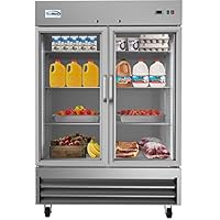 KoolMore 54" 2 Glass Door Commercial Reach-in Refrigerator Cooler with LED Lighting - 47 cu. ft